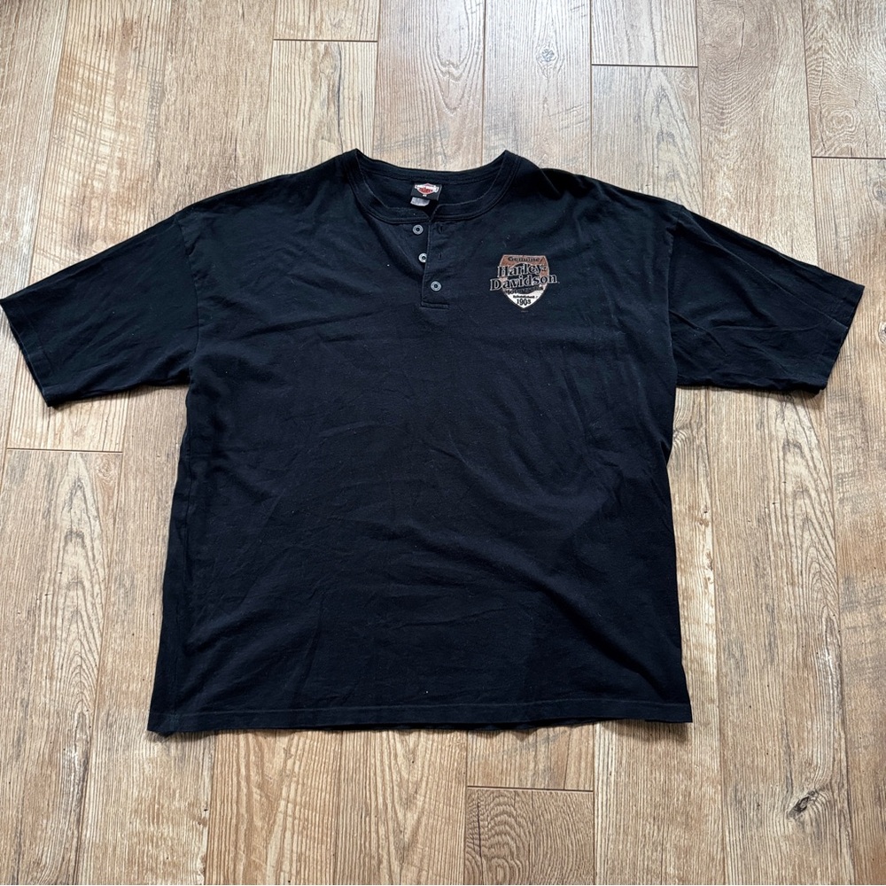 ✨MIDWEST PRINCESS✨ Harley-Davidson Black Henley T-Shirt Size 3XL